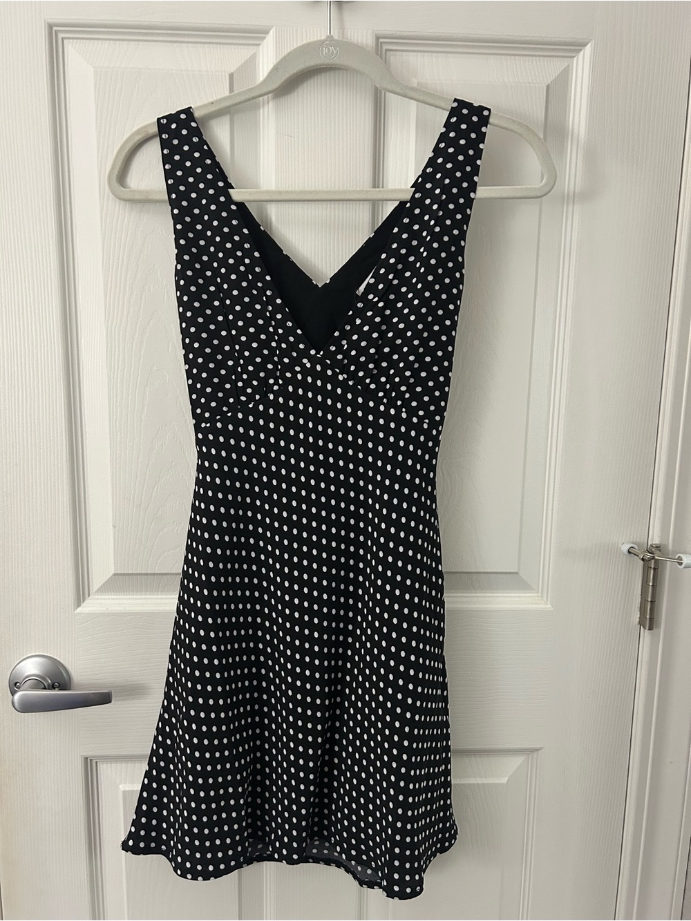 Princess Polly Black & White Polka Dot V-Neck Mini Dress